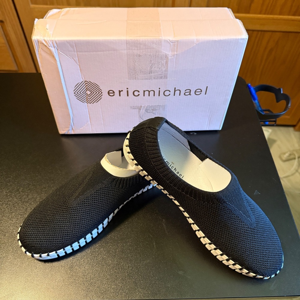 Eric Michael Sz 8-8.5 Lucy Knit Slip On‎ Shoes Black EU 39 US 8-8.5